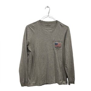 Vineyard Vines Performance‎ Long Sleeve T-Shirt Men’s Small Gray American Flag